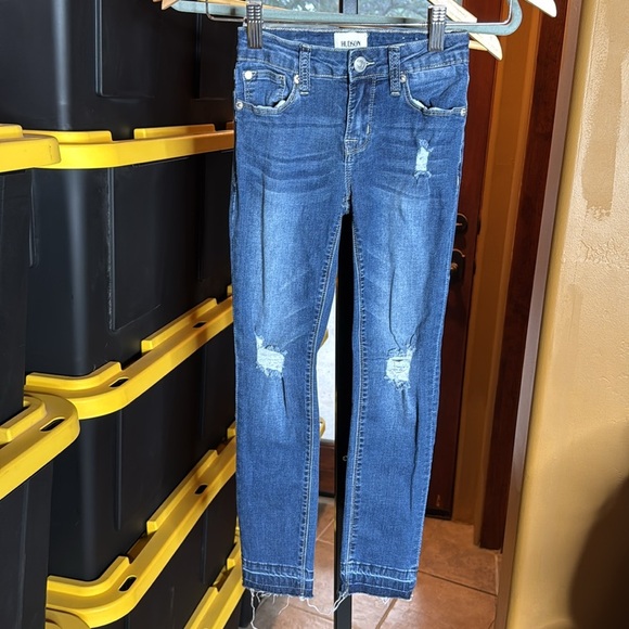 Hudson Jeans Dark Blue Distressed Skinny Jeans Size 10 - Picture 3 of 14